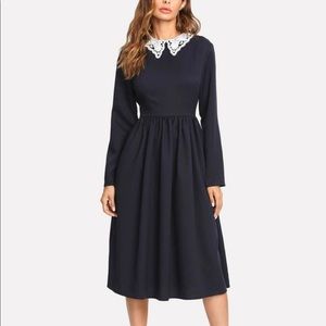 NWOT Floral Lace Collar Fitted & Flared Dress